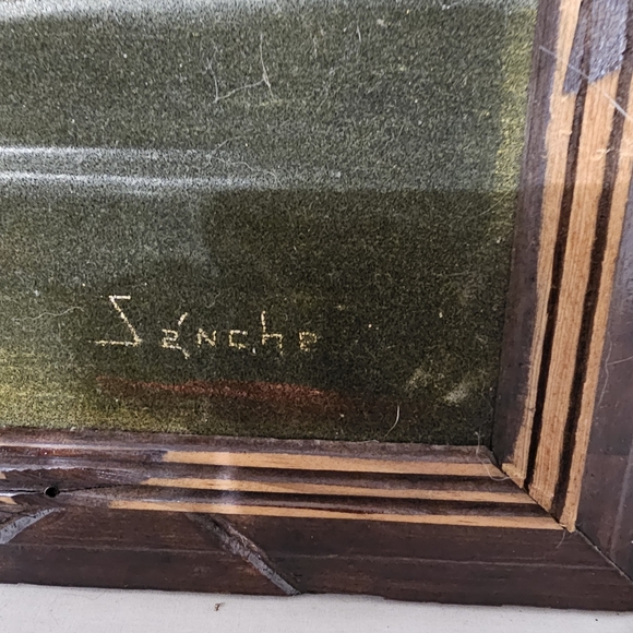 Vintage 70's ORIGINAL ACRYLIC VELVET SANCHEZ COYOTE GIRL WESTERN PAINTING Wolf - Picture 2 of 8